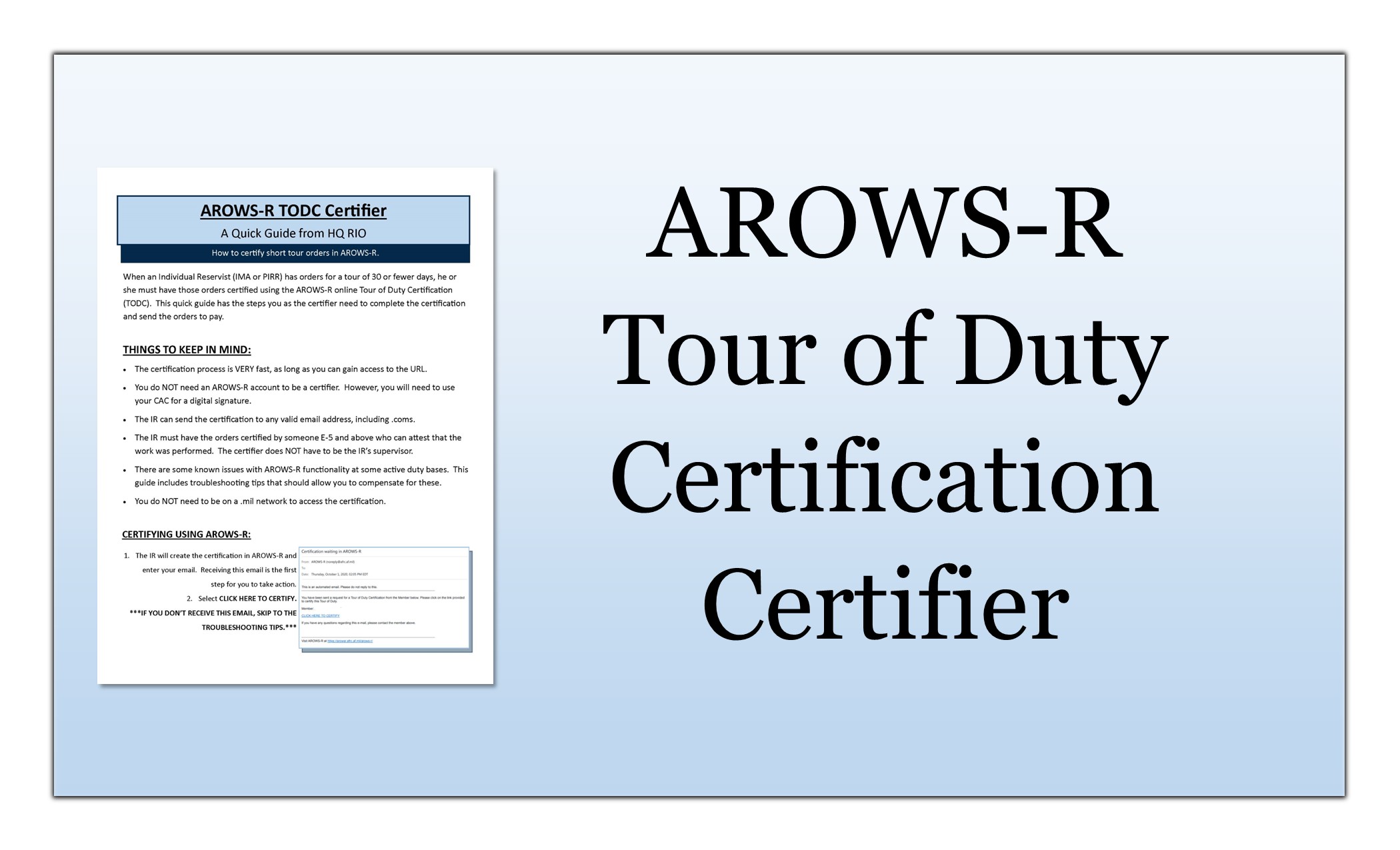 AROWS-R TODC certifier thumbnail link